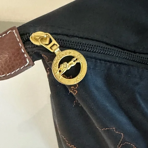 limited-edition Longchamp Le Pliage embroidered tote bag black and brown - Picture 8 of 12